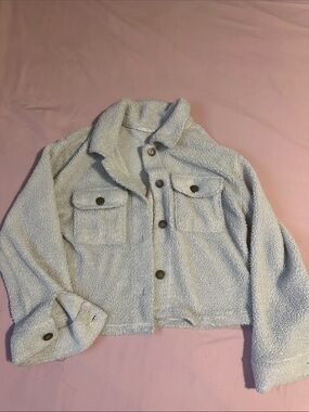 Kids Cream Sherpa Button-Up Jacket